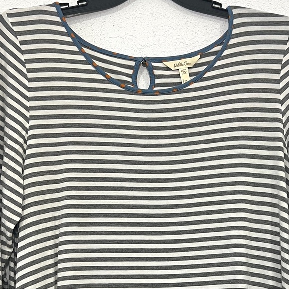 Matilda Jane Womens White and Grey Striped Long Sleeve Top Size XL - Picture 2 of 4